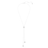 Una Angelic Y pendant, Round cut, White, Rhodium plated